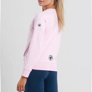 GYM + COFFEE Women’s Chill Crew Long Sleeve Pocket Sweater Pastel Pink Size: S